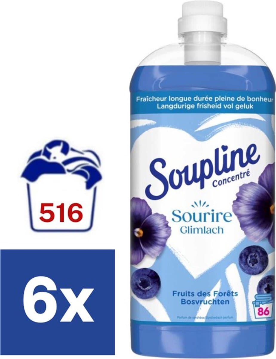 Soupline Wasverzachter Glimlach & Bosvruchten – 6 x 2 liter (516 wasbeurten) — afbeelding 1