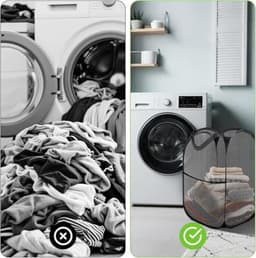 3 stuks pop-up wasmand, 75 l, opvouwbare wasmand van mesh, met handvat | Ademende wasmand, honingraatnet, geschikt voor badkamer, camping — thumbnail 2