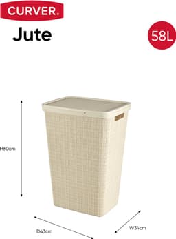 Curver Jute Wasmand met deksel 58L - 2 stuks - Gebroken Wit — thumbnail 2