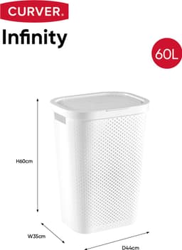 Curver Infinity Recycled Wasmand met deksel - 60L - 2 stuks - Wit — thumbnail 2