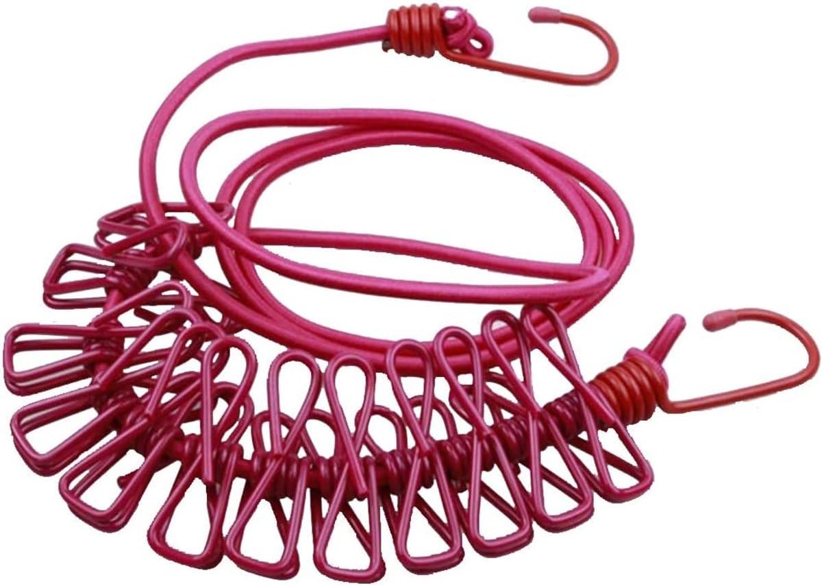 Waslijn met Knijpers - Draagbare Waslijn Reis Waslijn - Kleding Drogen - Flexibel Uittrekbaar - 180-360 cm - Rood — afbeelding 1