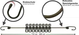 Outdoor Waslijn - Kampeer Waslijn - Outdoor Kleding Drogen - Met 8 Klemmen - 110-240 cm - Niet gespecificeerd — thumbnail 3