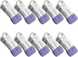 Wasknijpers Roestvrij Staal - Robuuste Klemmen - Kleding Drogen - Corrosiebestendig Ontwerp - 50 Stuks - Paars — thumbnail 1