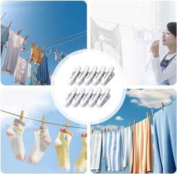 Kledingklemmen - Wasknijpers - Kleding Drogen - Winddicht Antislip - 10 Stuks - Wit — thumbnail 5