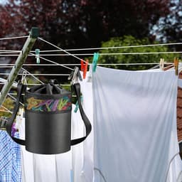 Wasknijpertas - Knijper opberger - Wassen drogen - Handsfree draagsysteem - Tot 300 knijpers - Zwart — thumbnail 2