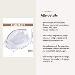 Waszakken 2 Stuks - Waszakken voor Schoenen - Wasnet met Ritssluiting - Herbruikbaar - Polyester - 24x24x40cm - Schoenenwaszak — thumbnail 3