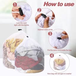 Thijox - 2 Stuks Grote Waszakken met Koordstoppers - Wasnet voor Wasmachine - Herbruikbare Waszak in Wit Gaas - Ideaal voor Sokken, Ondergoed, BH - 30 — thumbnail 5
