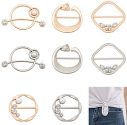 T-shirt-clips - Kledingklemmen - Elegante parels - Gemengde kleuren - Decoratieve clips - Voor sjaals en kleding - 8 stuks — thumbnail 1