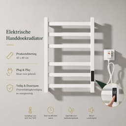 Sello! – handdoekrek – verwarming – timerfunctie – handdoek – badjas – kleding – wandmontage – 43 x 60cm – wit — thumbnail 5