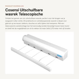 Dailygoods- Wasrek Uitschuifbaar 3,75 m - Telescopische Wanddroogrek - Ruimtebesparend - Voor Binnen/Buiten - Eenvoudig te Installeren - 4/5 Draden - Waslijn — thumbnail 1