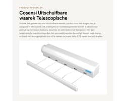 Dailygoods- Wasrek Uitschuifbaar 3,75 m - Telescopische Wanddroogrek - Ruimtebesparend - Voor Binnen/Buiten - Eenvoudig te Installeren - 4/5 Draden - Waslijn