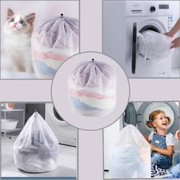Wassenet - Wäschesack voor Waschmaschine - 1 Stuk 50x60cm - Fijnmazig met Kordelstopper - Voor Ondergoed en Babykleding - Wit — thumbnail 2