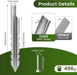 Grondankers voor schommels 8 stuks - thermisch gegalvaniseerd - staal 3mm - stevige bevestiging voor schommels — thumbnail 5