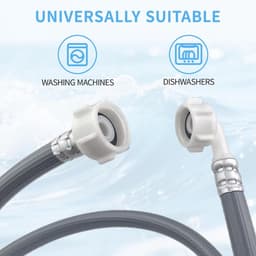Wasmachine slang aanvoerslang 2,0 mtr. 3/4" recht - 3/4" haaks - Wasmachine inlaatslang - Met klem - met koppelstukje - wasmachine en vaatwasser slang verlengen - toevoerslang verlengset - wasmachineslang koppelstuk met slangklemmen — thumbnail 2