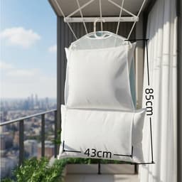 3 stuks - hangend droognet voor wasgoed - netzak voor het drogen van kussens - opvouwbaar wasnet - winddichte droognetzak -windvast, vouwbaar - ademend gaas - dubbel laag 43*85cm - plat droogrek voor kussens en knuffels - wit — thumbnail 2