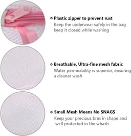 Waszakken Set van 3 Stuks - Mesh Zakken voor de Wasmachine met Ritssluiting - Ideaal voor Bh's Ondergoed Sokken en Reizen - Houdt Kleding Georganiseerd — thumbnail 4