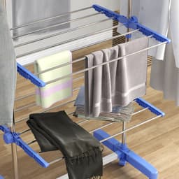 COVREO Droogtoren 142x55x172 cm blauw, roestvrij staal met 6 wielen — thumbnail 2