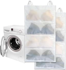 Bh Waszakje - 2 Stuks - Opbergtas Voor Bh's - Waszakje Lingerie - Waszak Bh - Herbruikbare - Wasnetten - Wasnet - Kledingzakjes - Wasnetten Voor Wasmachine - Ophangbare Opbergtas - Geschikt Voor Bh's - 100 X 42 Cm - Wit — thumbnail 1