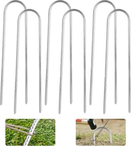 Set van 6 Grondankers van 30 cm van Gegalvaniseerd Staal voor Trampolines, Tenten en Campingaccessoires, Stevige U-Vormige Haringen voor Beveiliging en Stabiliteit — thumbnail 1