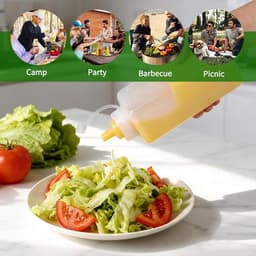 Knijpflessen brede hals, 1000 ml, sausfles met 2 flessenborstels en 2 trechters, doseerfles voor ketchup, warme sauzen, grillen, saladesauzen, olie — thumbnail 5