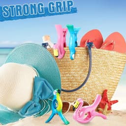 Handdoekklemmen voor strandstoelen, 4 stuks Grote strandhanddoek klemmen Flamingo strandhanddoek clips handdoekklemmen Flamingo wasknijpers voor wasgoed strandhanddoek badhanddoek zwembad (Roze A) — thumbnail 2