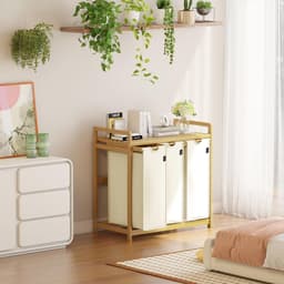Zavio® Wasmand 3 Vakken - Wassorteerder - Wasmand - Beige0617 — thumbnail 4