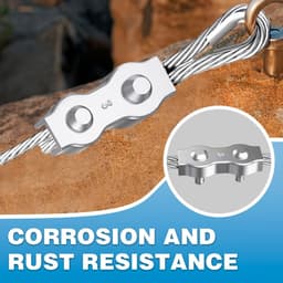 SnelShoppen - Duplex Kabelconnector M3 Draad Kabel Clips 12 Stuks 304 RVS 3 mm voor Draad Rope, Waslijn, Luifel, Vaste Bevestiging — thumbnail 2