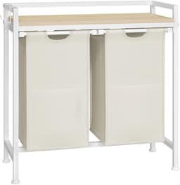 HomeGoodies - Wasmand 3 vakken - Wasmand - Wassorteerder - Totale afmetingen 96x30x71cm - Veelzijdige wasmandkast - Wit — thumbnail 2