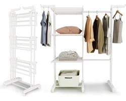 Droogrek Toren - Wasrek Inklapbaar - Kleding Drogen - Uittrekbaar Ontwerp - 66-130 cm Breed - Wit