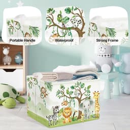 SnelShoppen - Schattige wasmand 36L met olifant design, waterdicht polyester, opbergmand voor kleding en speelgoed, ideaal voor kinderen, studenten en — thumbnail 3