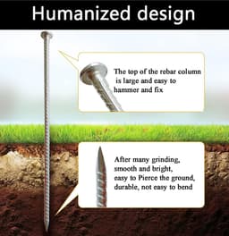 Stevige Grondankers - Metaal Haringen - Planten Steunen - Gegalvaniseerd Staal - 28 Stuks 40cm - Zilver — thumbnail 4