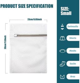 LISM-Drie waszakken van gaas, elk 25x30 cm groot, met ritssluiting. Bescherm delicate kleding en schoenen in de wasmachine. — thumbnail 2