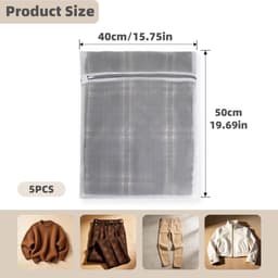 SnelShoppen - Waszakken Set van 5 Stuks voor Wasmachine | Wasnet, 40x50 cm, Perfect voor Kleding, Ondergoed en Delicate Stoffen — thumbnail 2