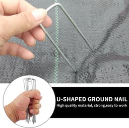 SnelShoppen - Ground Anchors voor Worteldoek, 100 Stuks 15 cm Stalen Anti-Roest Haringen voor Tent, Stabiele Grondankers voor Onkruiddoek, Tuindoek, H — thumbnail 4
