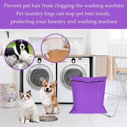 Waszak voor huisdieren - waszakje voor huisdieren - Grote waszakken voor huisdieren - voorkomt dat dierenhaar de wasmachine verstopt - voor honden, katten, paarden, konijnen - paars - 70*80 cm — thumbnail 5