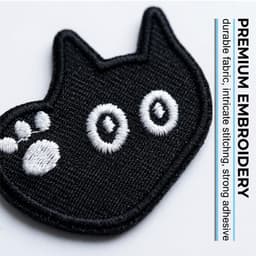 Set van 6 Schattige Zwarte Kat Knijpers, Handige Patches voor Strijken en Naaien, Creatieve Dierlijke Patches voor Kleding en Accessoires — thumbnail 4