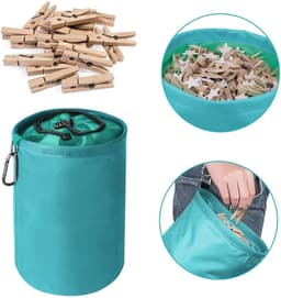 Grote Peg Tas - Waterdicht Polyester - Trekkoordsluiting - Ophanghaak - Voor Wasknijpers — thumbnail 2