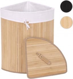 Hoekwasmand MCW-C21, Wasbox wasmand, bamboe 61x48x35cm 50l ~ natuurlijke kleur — thumbnail 1