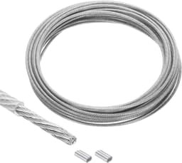 Allecta - 33ft Vinylgecoate Roestvrijstalen Staalkabel voor Wasrek - 2 Aluminium Hulzen - Transparant - 3/32 inch - 10m — thumbnail 1