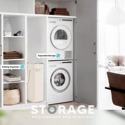 Smalle Opvouwbare wasmand Oxford doek wasmand - wasmanden - Opvouwbare Wasmand - Moderne Wasverzamelaar met Handvatten - voor slaapkamer, badkamer, slaapzaal - 45L (Beige) — thumbnail 4