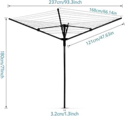 Roterende Waslijn Buiten met Grondpen - 4 Arm Opvouwbare Kledingdroger 50m — thumbnail 5