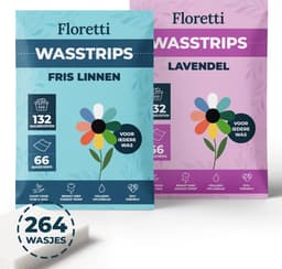 Floretti – Milieuvriendelijke Wasstrips DuoPack – Fris Linnen & Lavendel – 264 wasbeurten – Wasmiddeldoekjes / Wasvellen / Laundry Sheets – Vegan Voordeelverpakking – Voor alle kleuren en soorten was — thumbnail 1