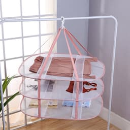 longziming -Vouwbare Kledingdroger voor Ondergoed en Zwemkleding – 3 Laags Netwerkontwerp, Winddichte Droogoppervlakte – Roze Kleur — thumbnail 2