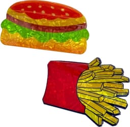 2 stuks Haarclips in Voedselvorm - Hamburger en Friet Klauwclip Set — thumbnail 1