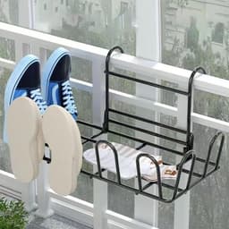 Balkon Droogrek - Multifunctioneel - Schoenen Droogrek - Vensterbank Droogrek - Kledinghanger - voor Zowel Binnen Als Buiten - Zwart — thumbnail 2