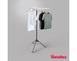 Metaltex - Droogrek Tri-Hang - Verstelbaar kledingrek - 150cm - Multifunctioneel - Inklapbaar - Voor 33 kledinghangers — afbeelding 1
