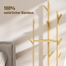 Kledingrek - 45x45x170 cm - 3 Lagen + 8 Haken - Bamboe - Naturel — thumbnail 4