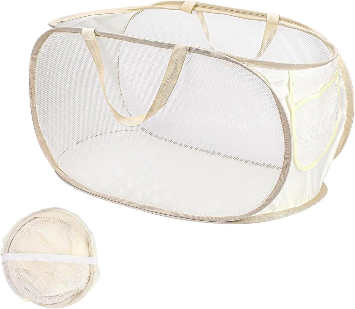 Opvouwbare wasmand Pop-Up Mesh Laundry Hamper Baskets Handgrepen Draagbare Wasmand voor Opslag Slaapkamer Badkamer Reizen — afbeelding 1