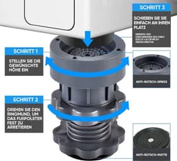 Universele voetjes Geschikt voor wasmachines, hoogteverstellende, schokabsorberende, antislip en trillingsdempende pads, en 4 in hoogte verstelbare pootjes Geschikt voor stille wasmachines. — thumbnail 4