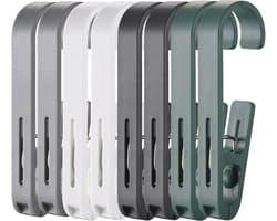 8 Stuks - Handdoekklem - Grote Wasknijper - 4,2*13,5*1,8 cm - Kunststof - Zwart, grijs, groen, wit - Strandhanddoekclips - Badlaken Clips - Grote Winddichte Clip - Ophangklemmen - Plastic Quiltclips